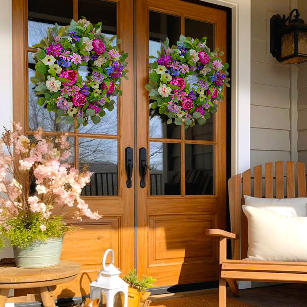 24" Pink Peony, Rose & Hydrangea Spring Wreath