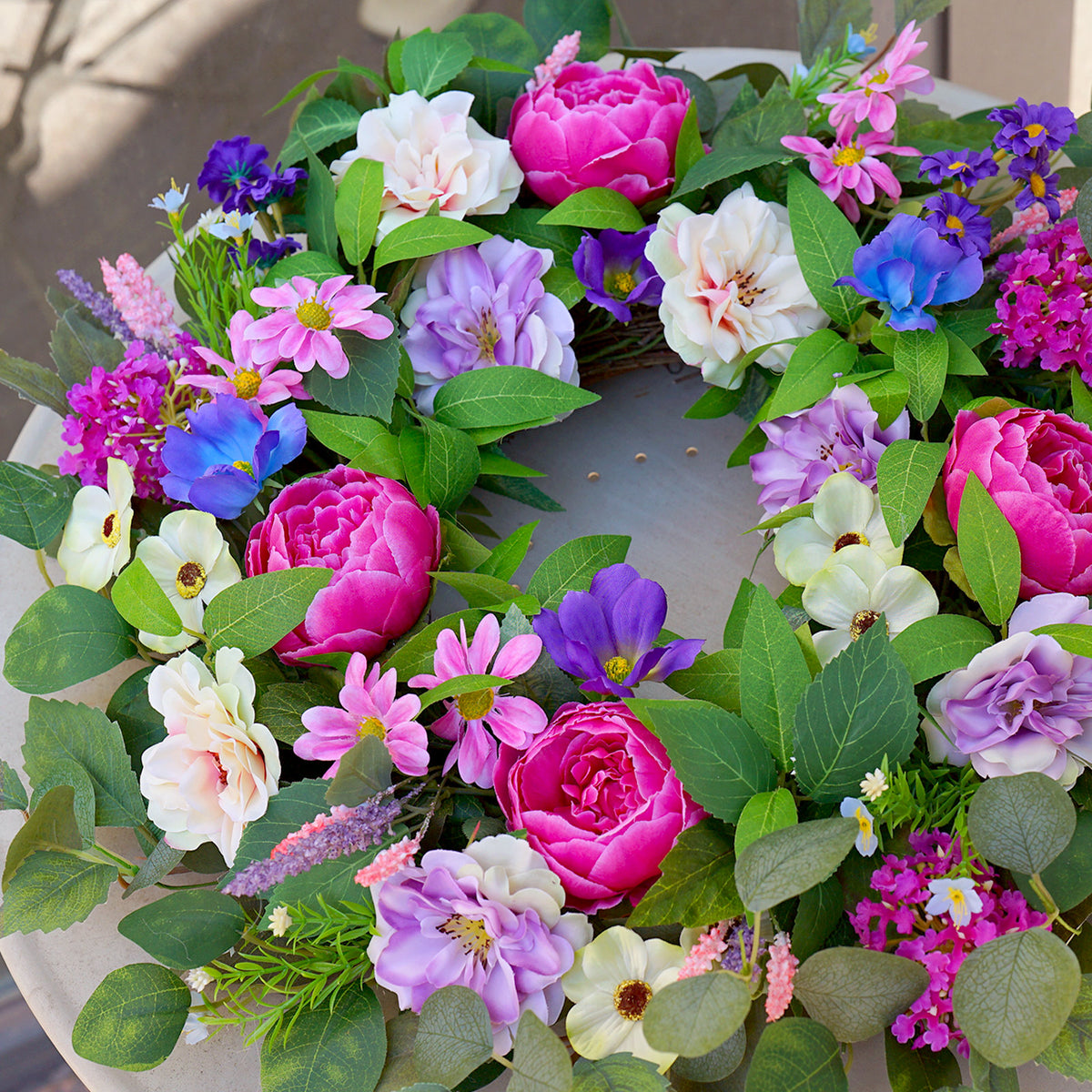 24" Pink Peony, Rose & Hydrangea Spring Wreath