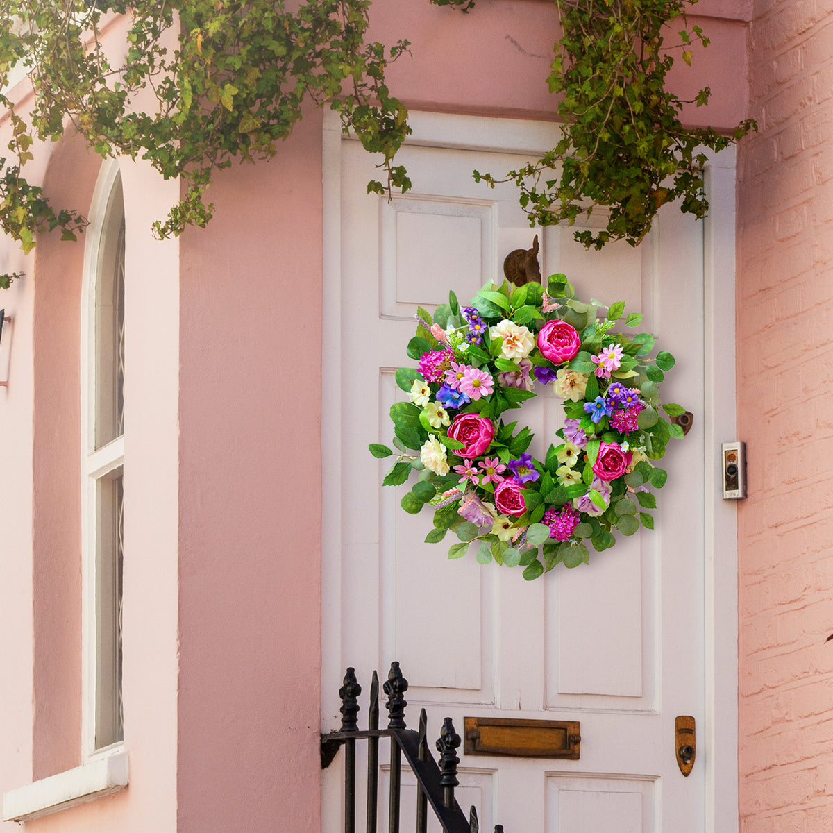 24" Pink Peony, Rose & Hydrangea Spring Wreath