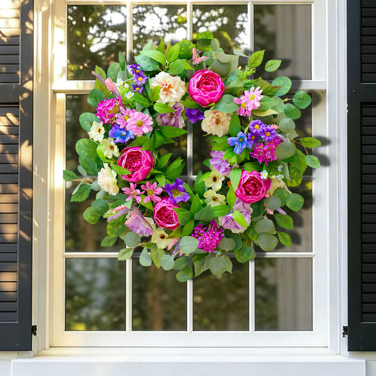 24" Pink Peony, Rose & Hydrangea Spring Wreath