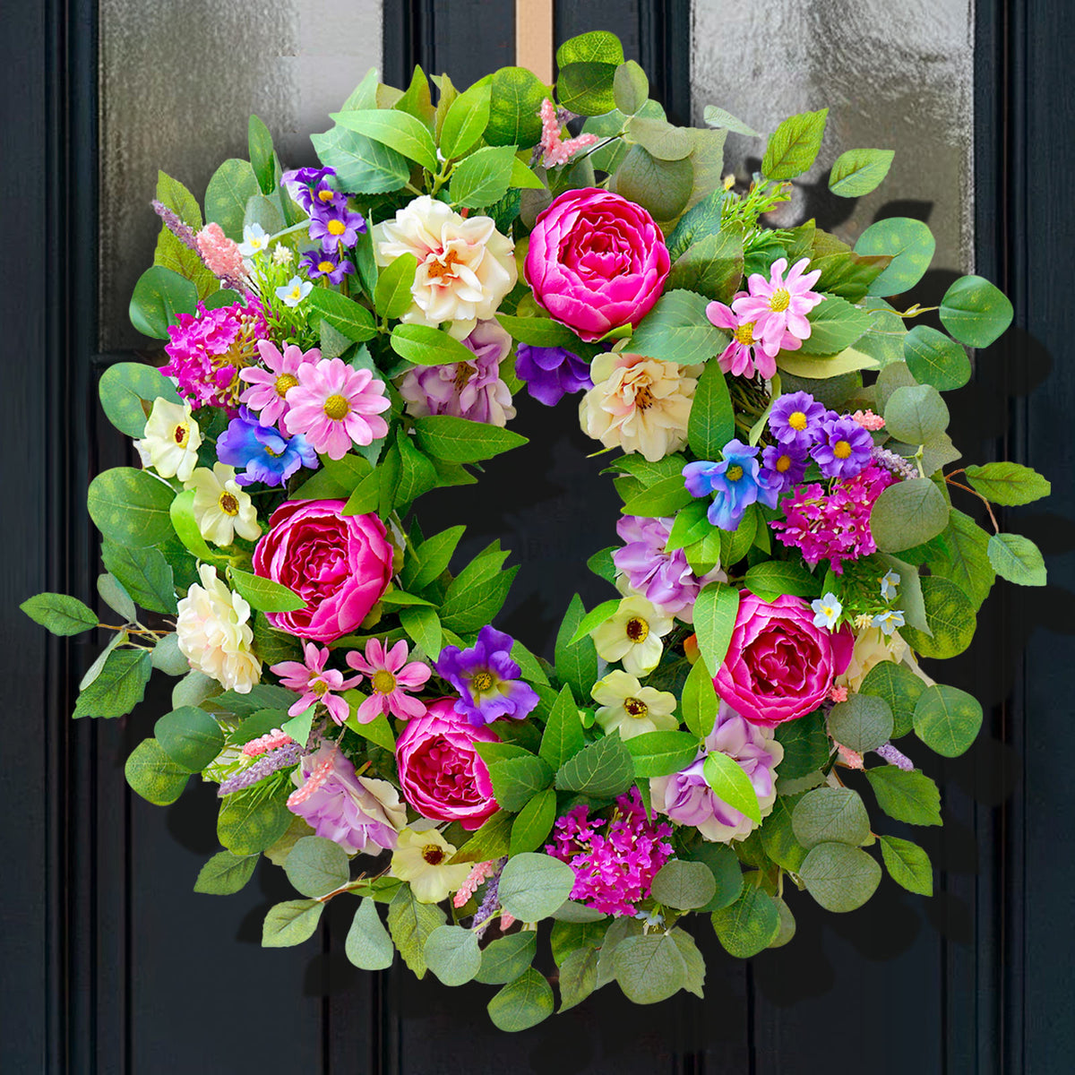 24" Pink Peony, Rose & Hydrangea Spring Wreath
