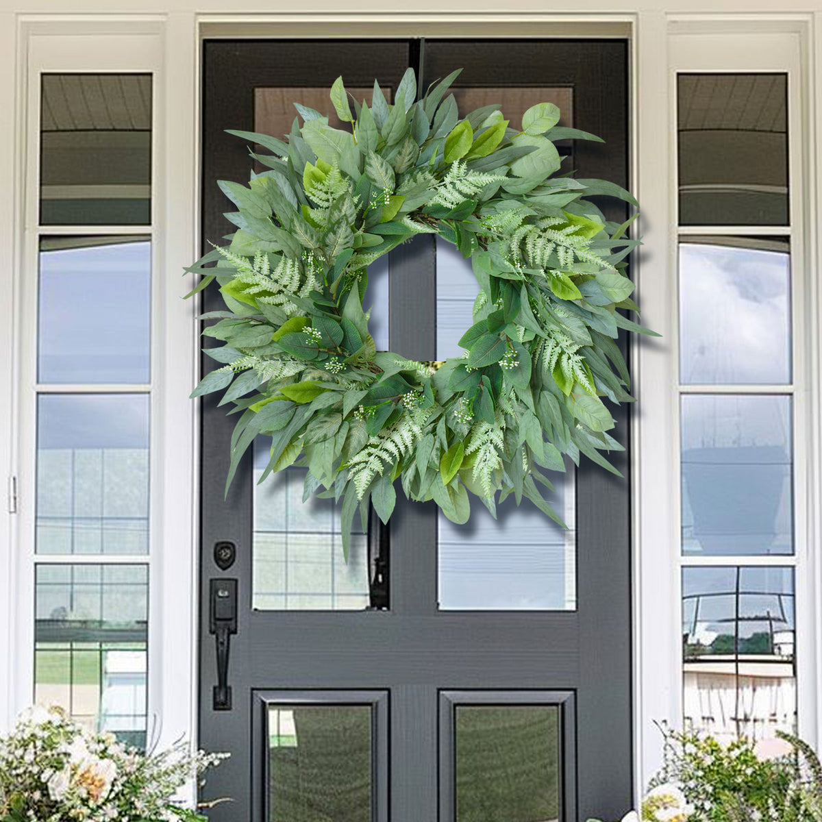 24" Mixed Eucalyptus & Fern Greenery Wreath