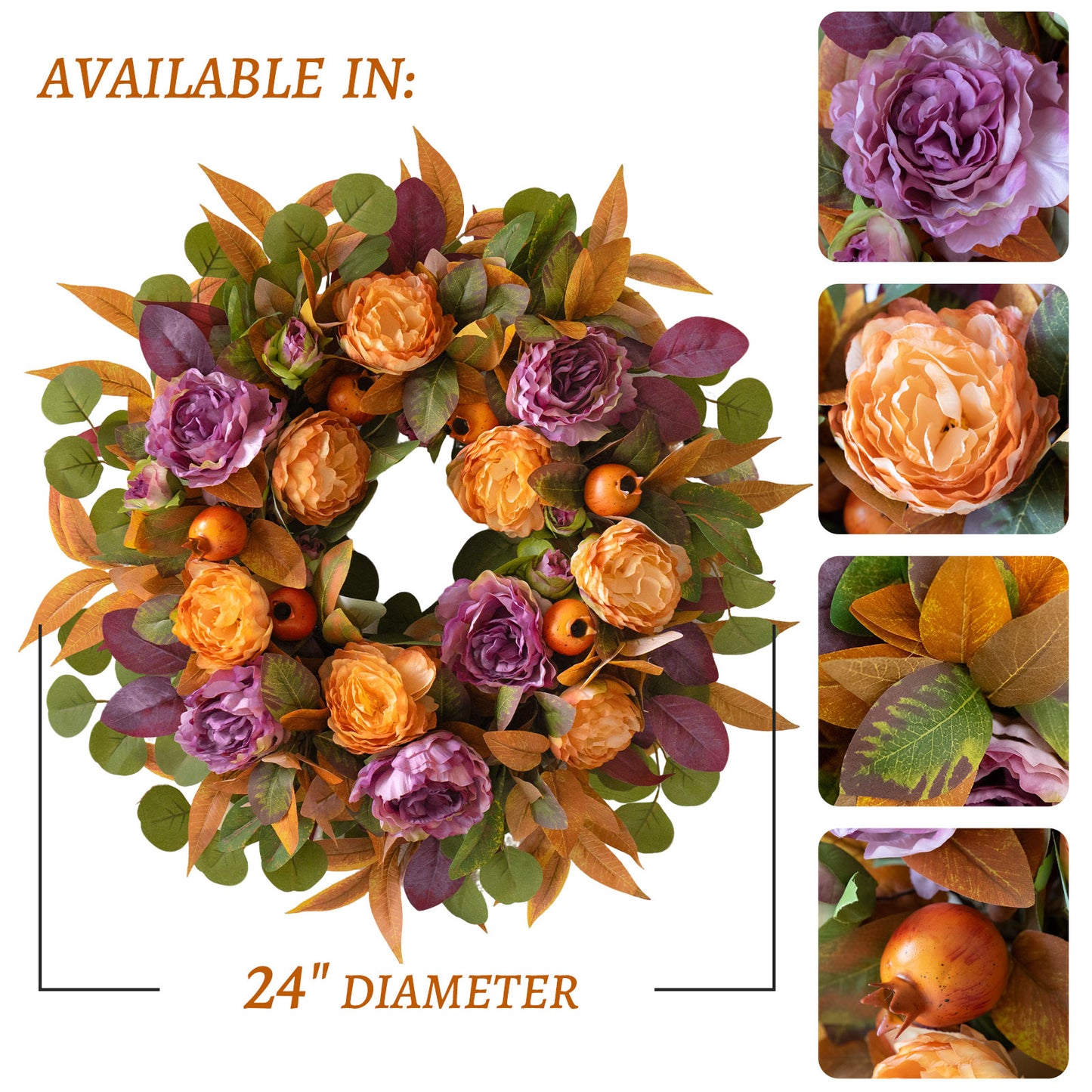 Autumn Purple Peony Wreath