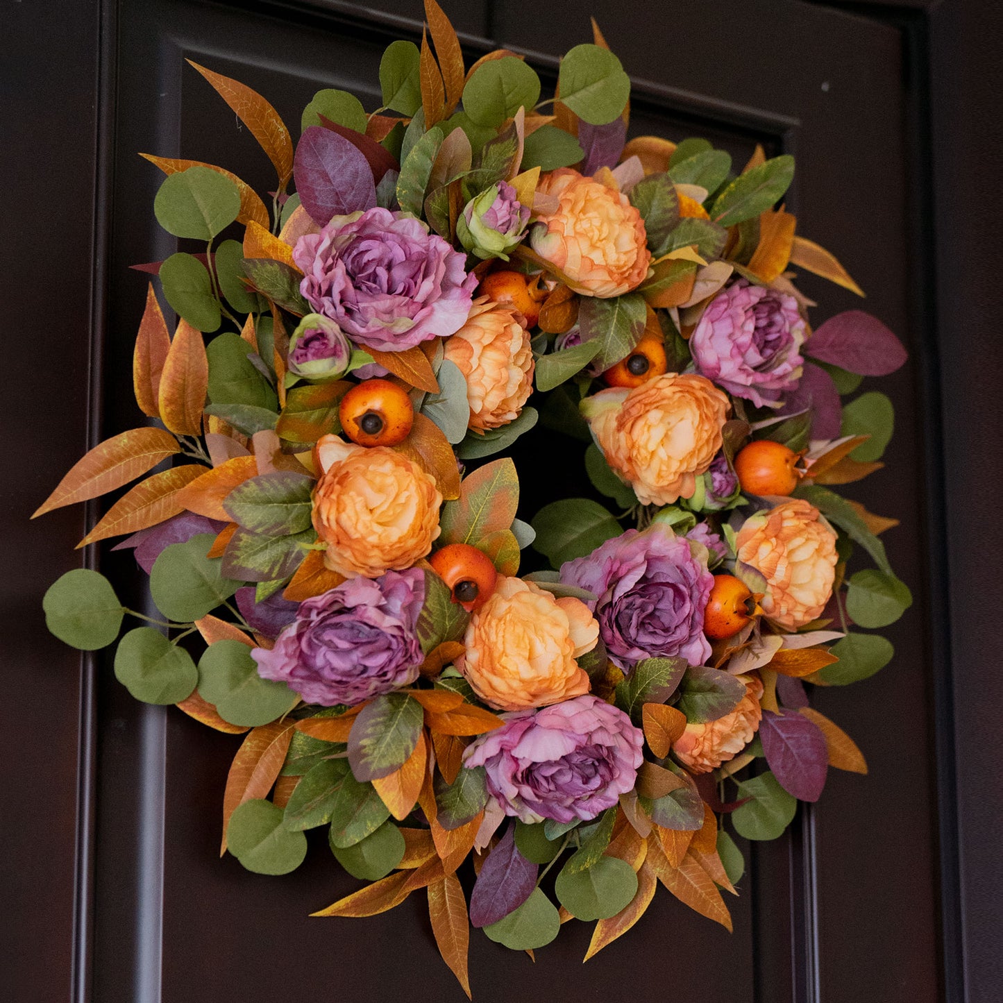 Autumn Purple Peony Wreath
