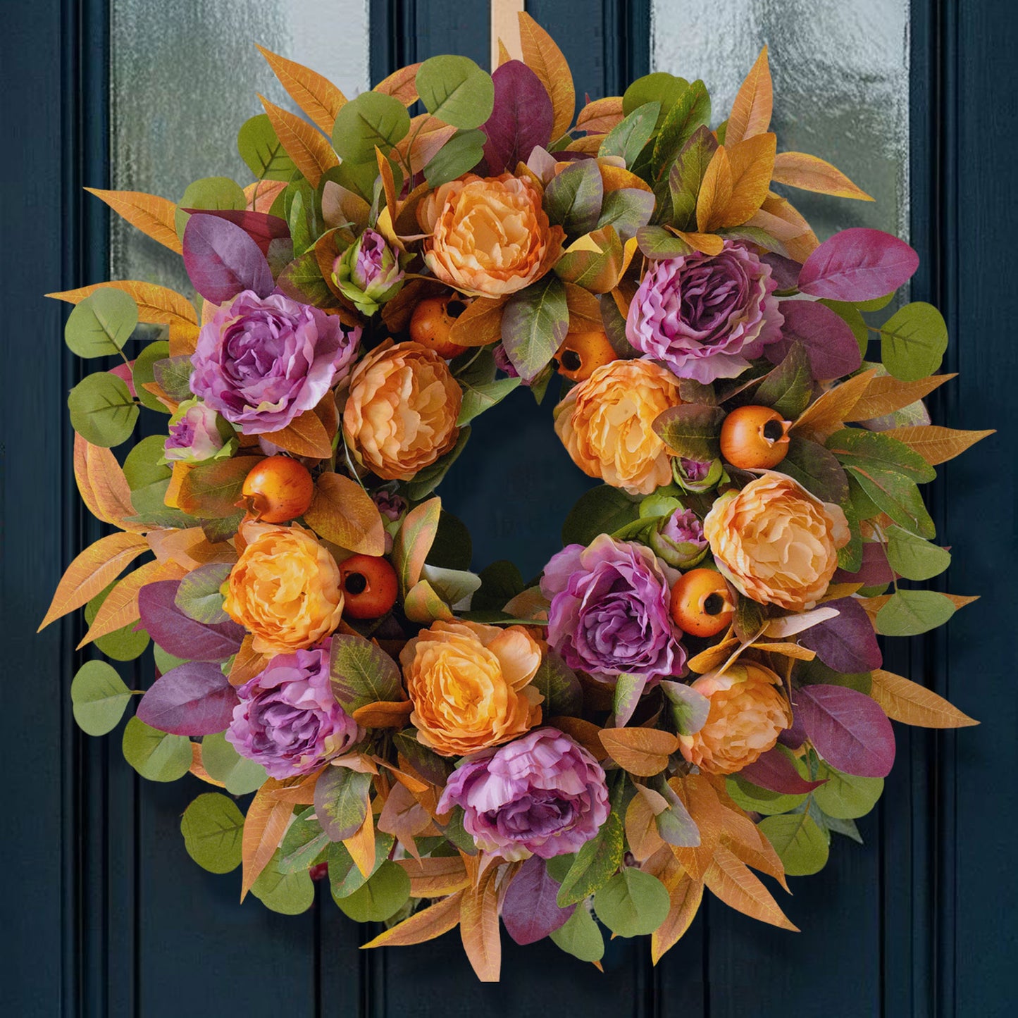 Autumn Purple Peony Wreath