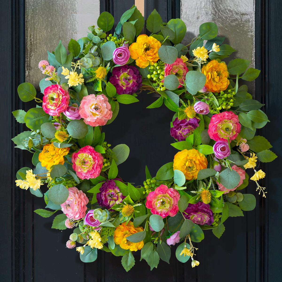 24" Peony, Rose & Eucalyptus Spring Wreath