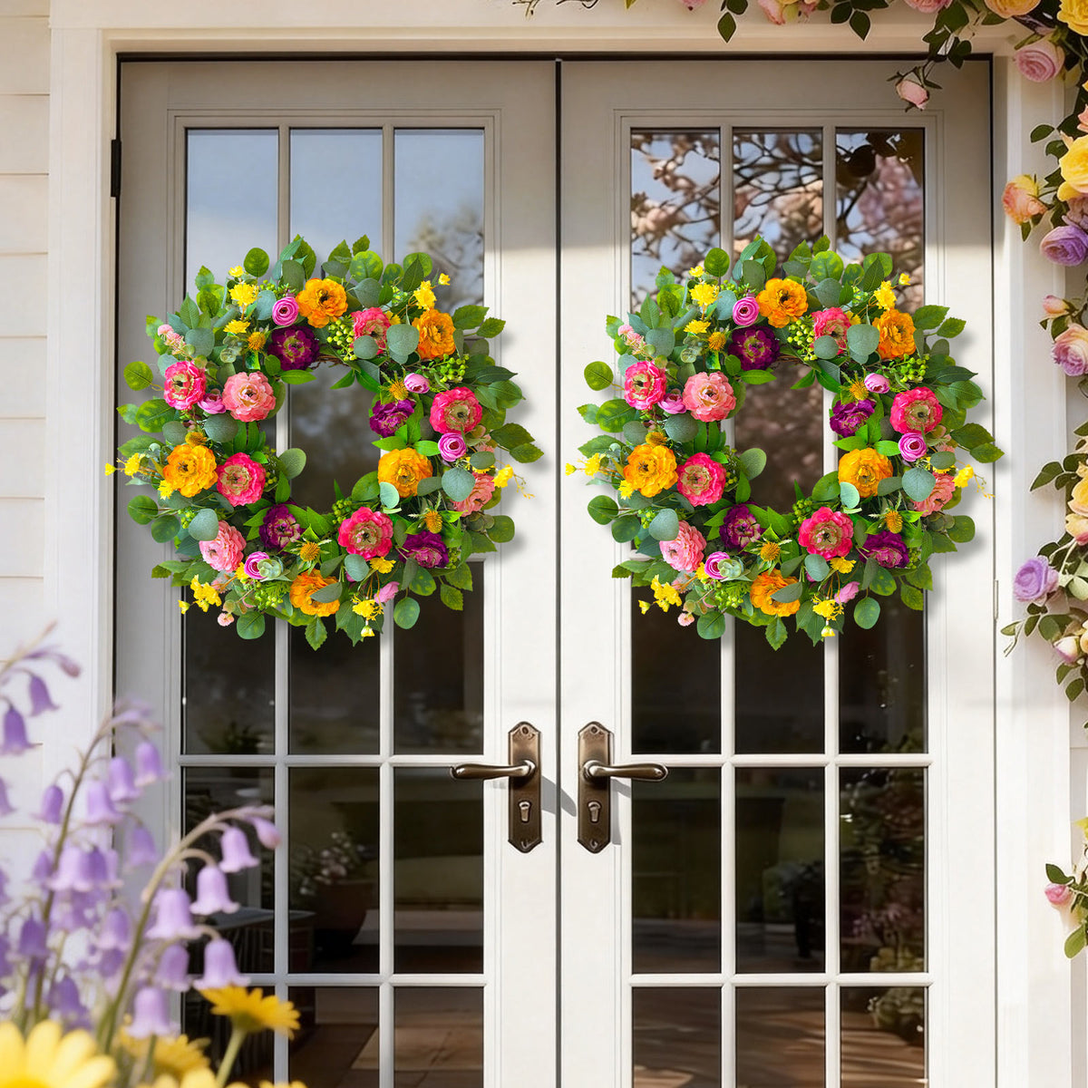 24" Peony, Rose & Eucalyptus Spring Wreath