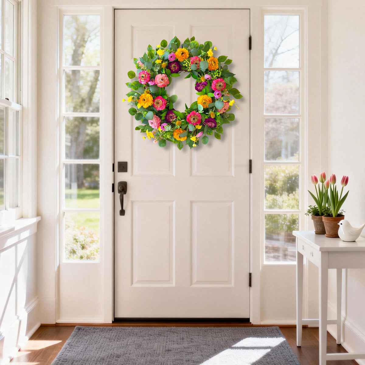 24" Peony, Rose & Eucalyptus Spring Wreath