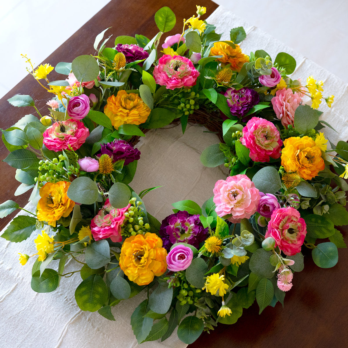 24" Peony, Rose & Eucalyptus Spring Wreath