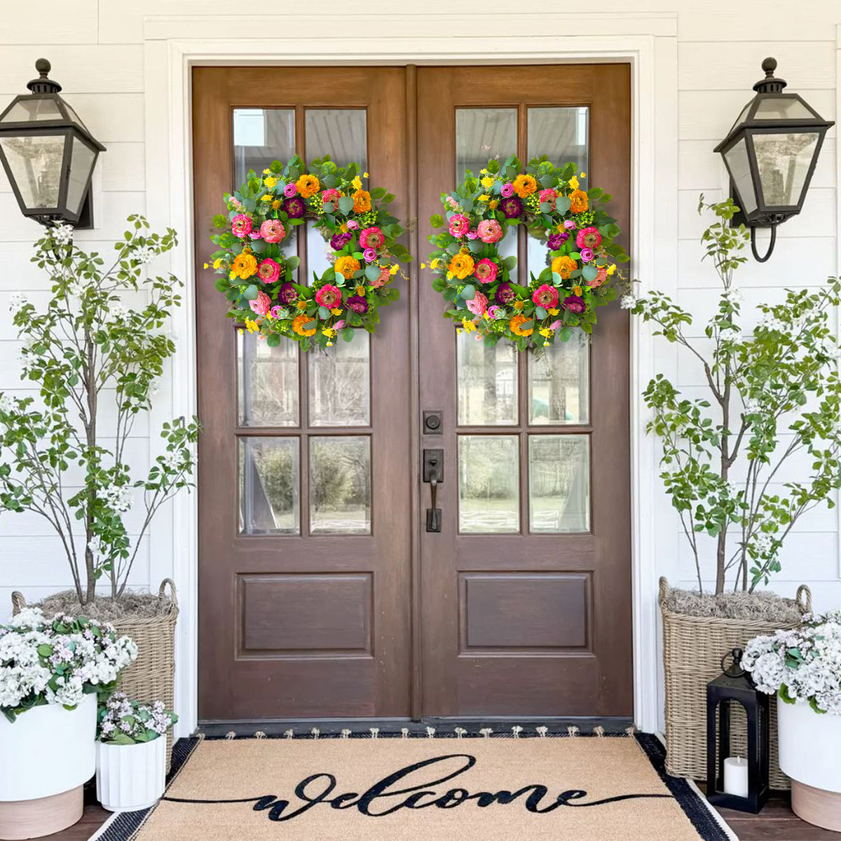 24" Peony, Rose & Eucalyptus Spring Wreath