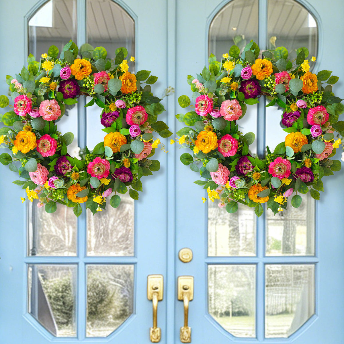 24" Peony, Rose & Eucalyptus Spring Wreath