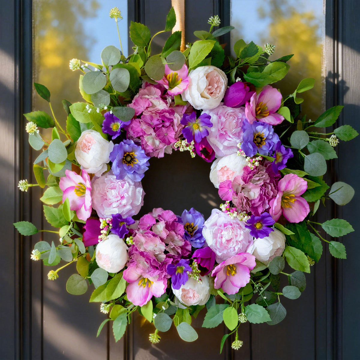 24" Blush Rose & Hydrangea Spring Wreath