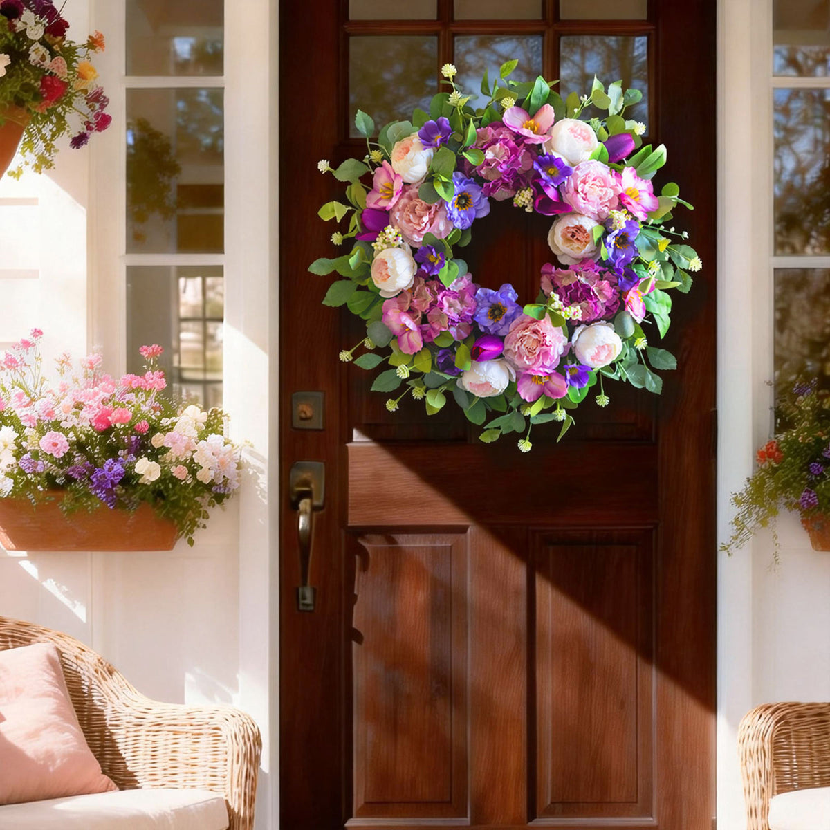 24" Blush Rose & Hydrangea Spring Wreath
